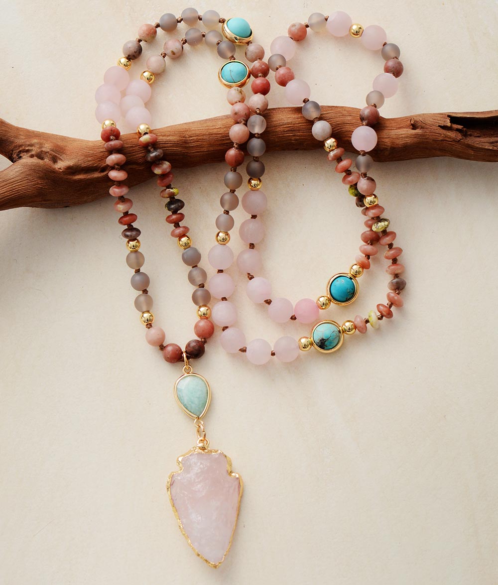 Spiritual Pink Passion Rose Quartz Necklace - Necklaces - Pretland | Spiritual Crystals & Jewelry