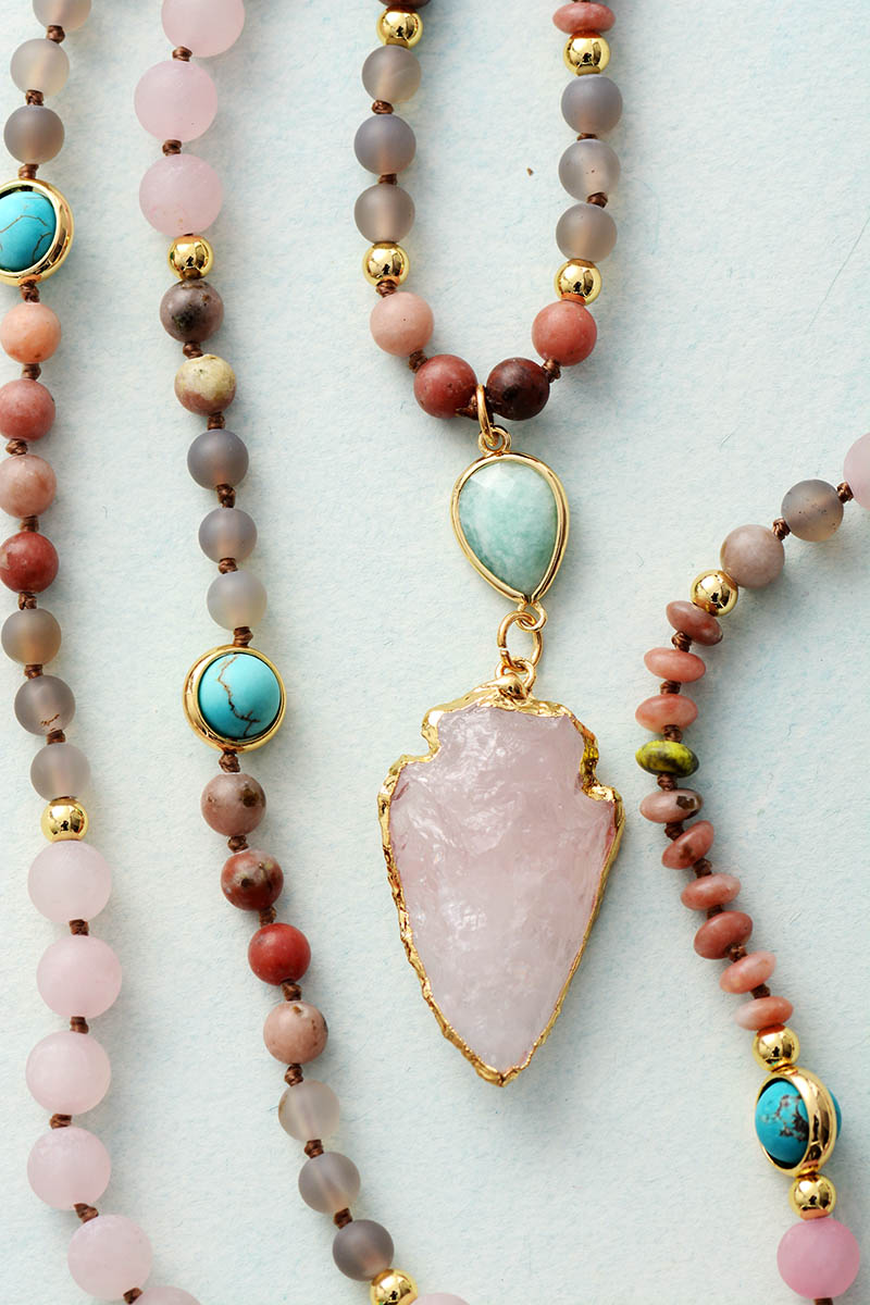 Spiritual Pink Passion Rose Quartz Necklace - Necklaces - Pretland | Spiritual Crystals & Jewelry