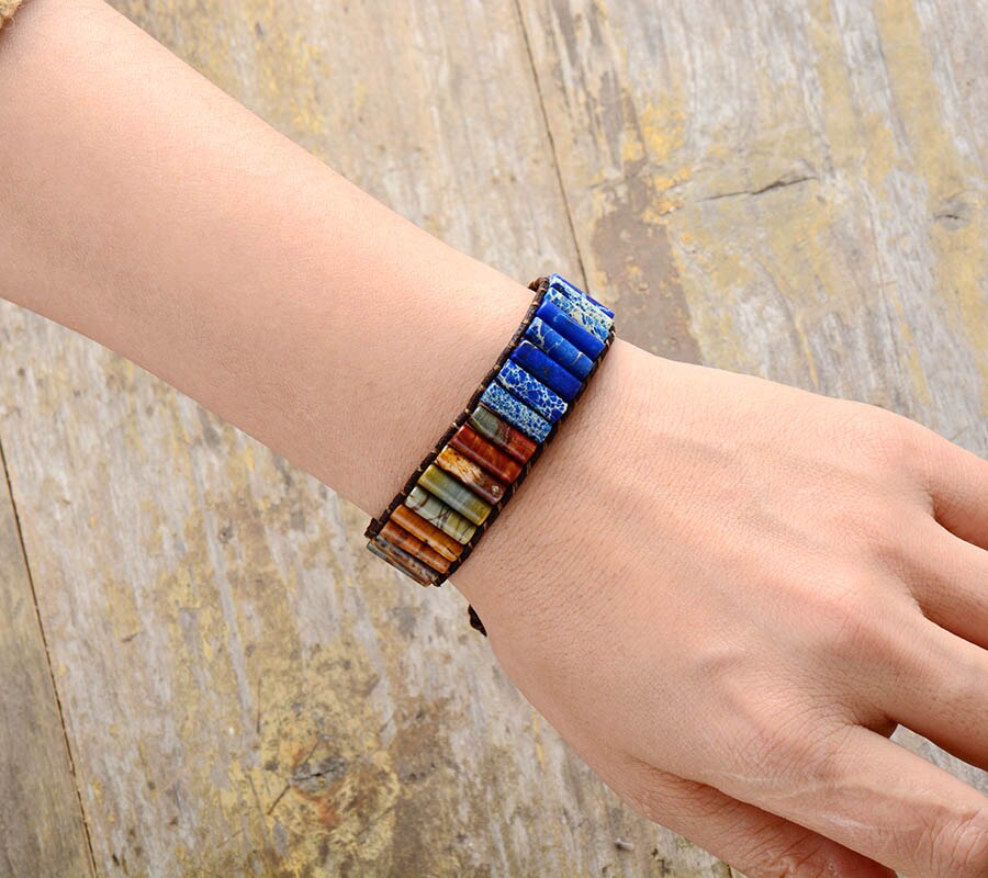 Polychrome Jasper Stone Unisex Bracelet - Wrap Bracelets - Pretland | Spiritual Crystals & Jewelry