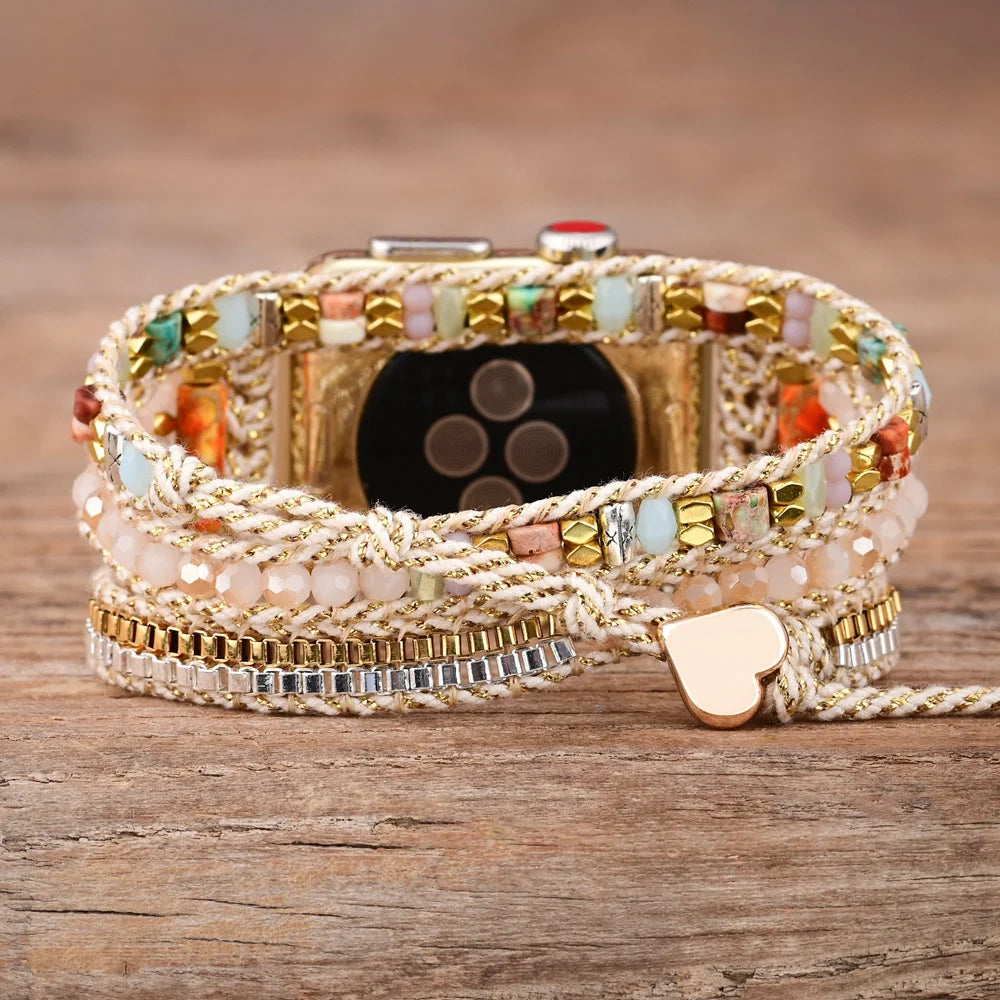 Elegant Boho Hematite Apple Watch Strap