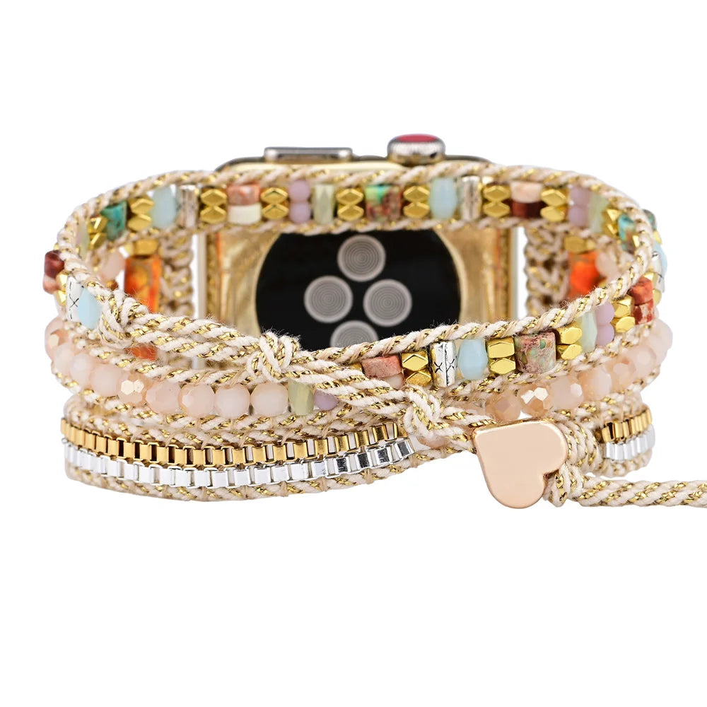 Elegant Boho Hematite Apple Watch Strap
