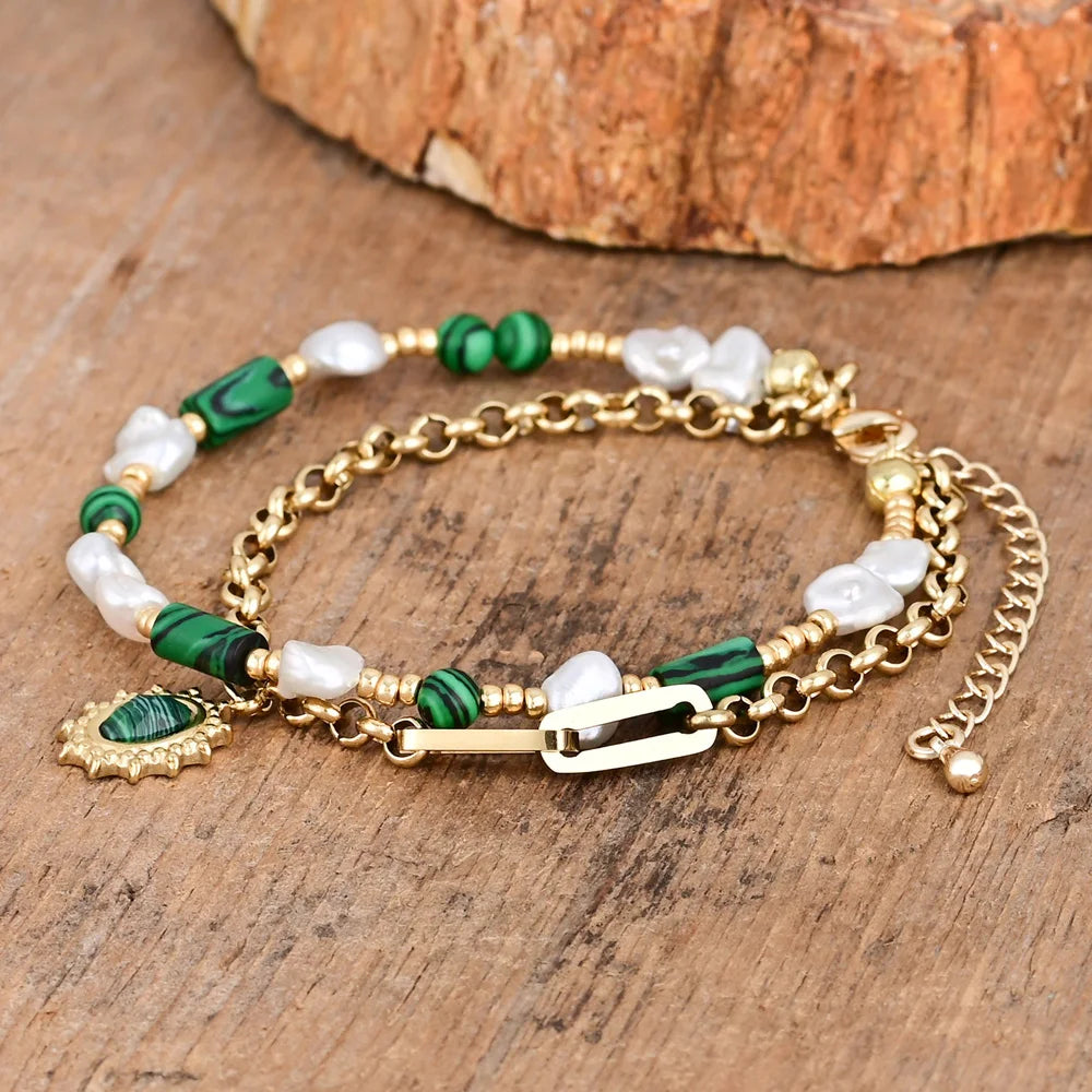 Spiritual Malachite Stone Chain Bracelet