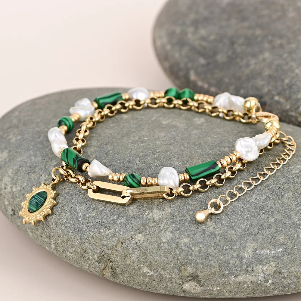 Spiritual Malachite Stone Chain Bracelet