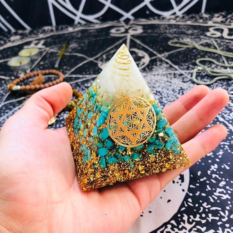 Turquoise Orgone Chakra Pyramid - Orgone Pyramids - Pretland | Spiritual Crystals & Jewelry