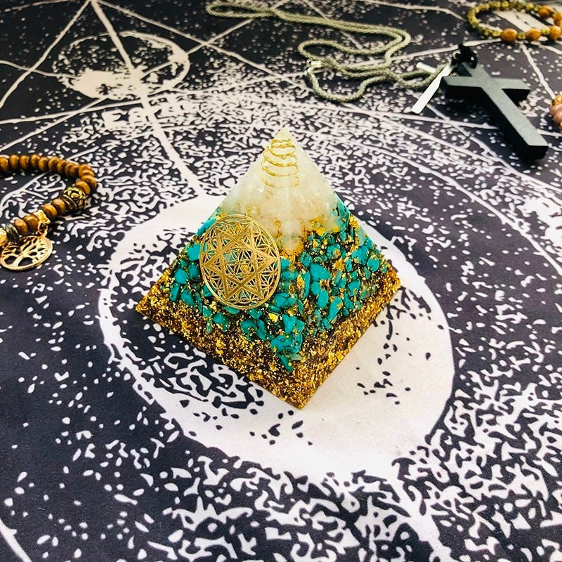 Turquoise Orgone Chakra Pyramid - Orgone Pyramids - Pretland | Spiritual Crystals & Jewelry