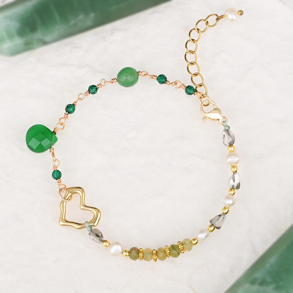 Stylish Heart Green Aventurine Bracelet - Bracelets - Pretland | Spiritual Crystals & Jewelry