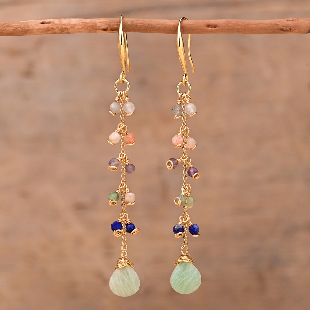 Bohemia Natural Stone Earrings - Earrings - Pretland | Spiritual Crystals & Jewelry