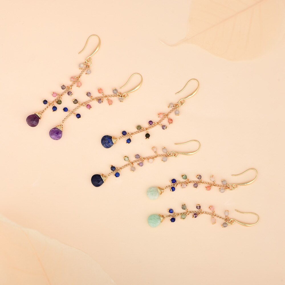 Bohemia Natural Stone Earrings - Earrings - Pretland | Spiritual Crystals & Jewelry