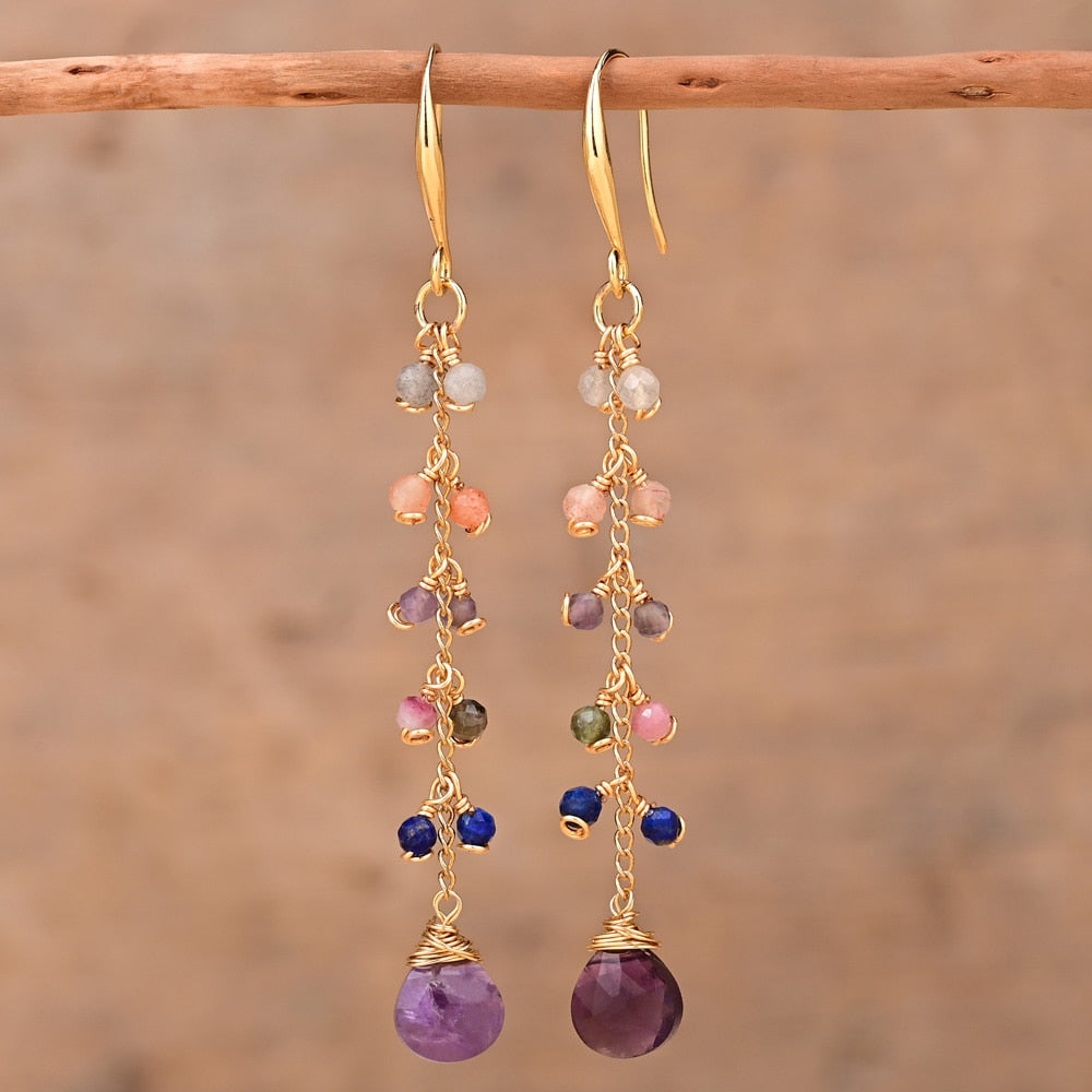 Bohemia Natural Stone Earrings - Earrings - Pretland | Spiritual Crystals & Jewelry
