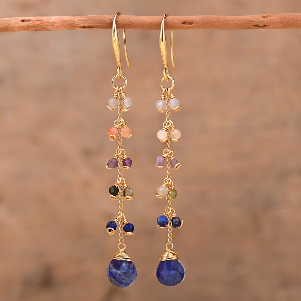 Bohemia Natural Stone Earrings - Earrings - Pretland | Spiritual Crystals & Jewelry