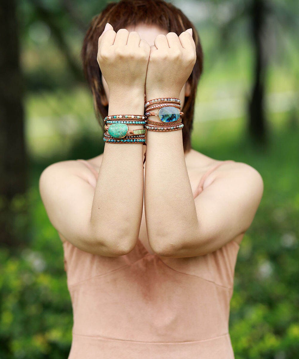 Mystic Labradorite Wrap Bracelet - Wrap Bracelets - Pretland | Spiritual Crystals & Jewelry