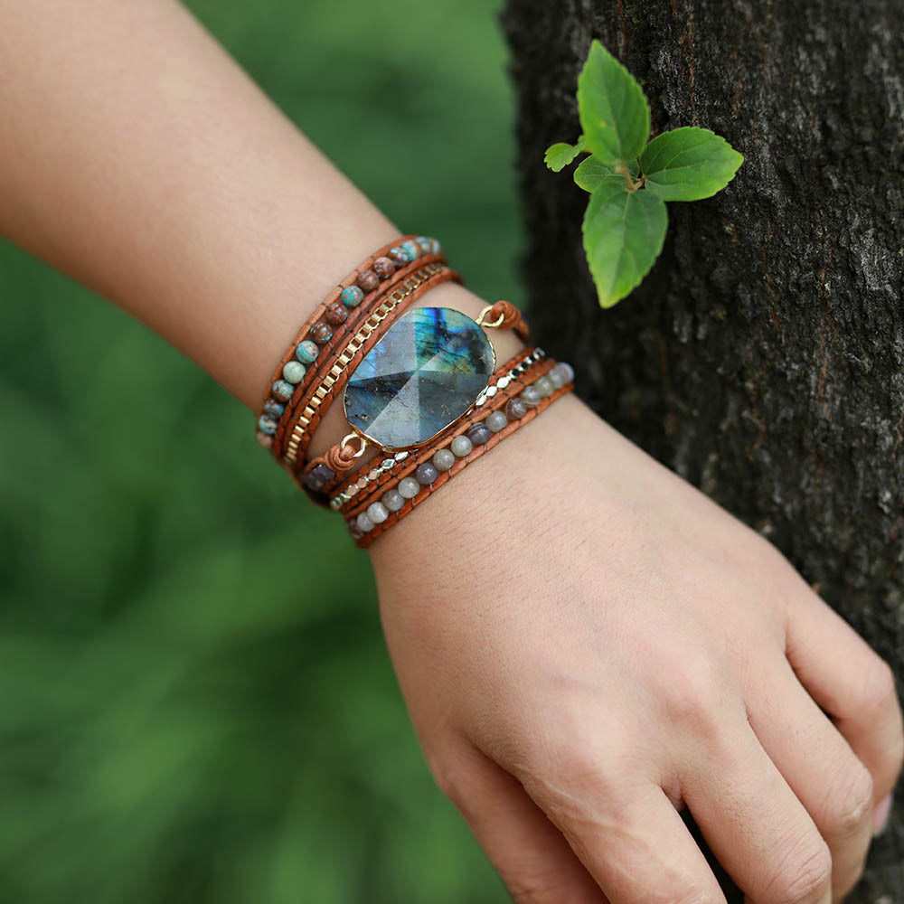 Mystic Labradorite Wrap Bracelet - Wrap Bracelets - Pretland | Spiritual Crystals & Jewelry