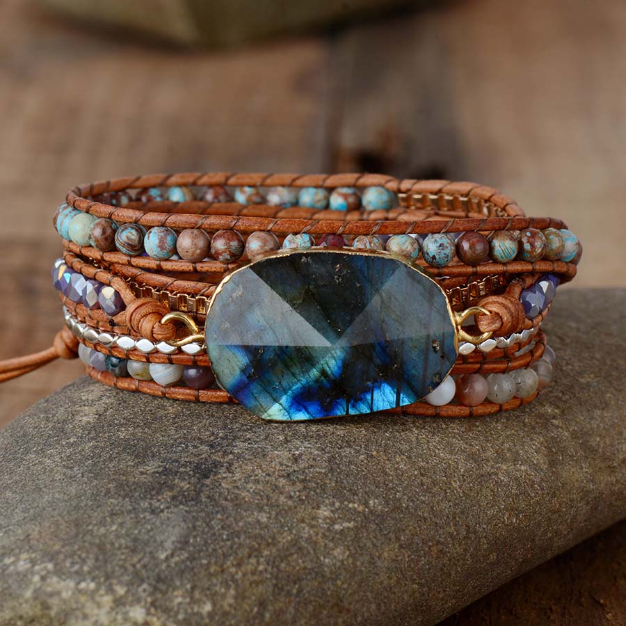 Mystic Labradorite Wrap Bracelet - Wrap Bracelets - Pretland | Spiritual Crystals & Jewelry