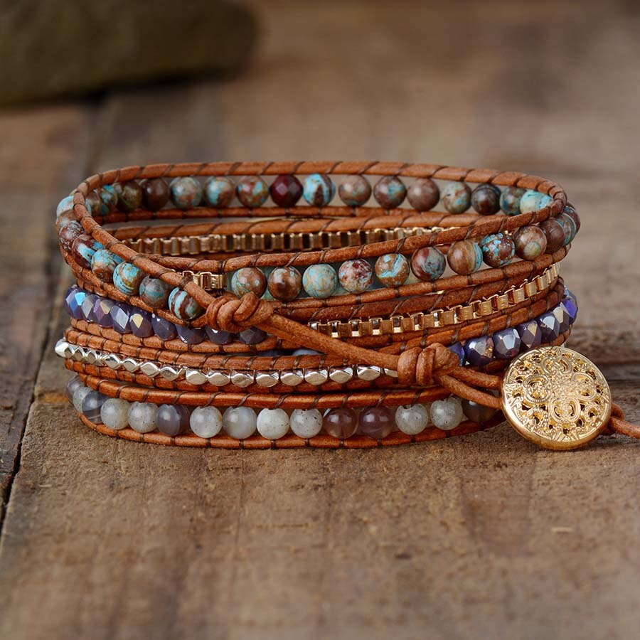 Mystic Labradorite Wrap Bracelet - Wrap Bracelets - Pretland | Spiritual Crystals & Jewelry