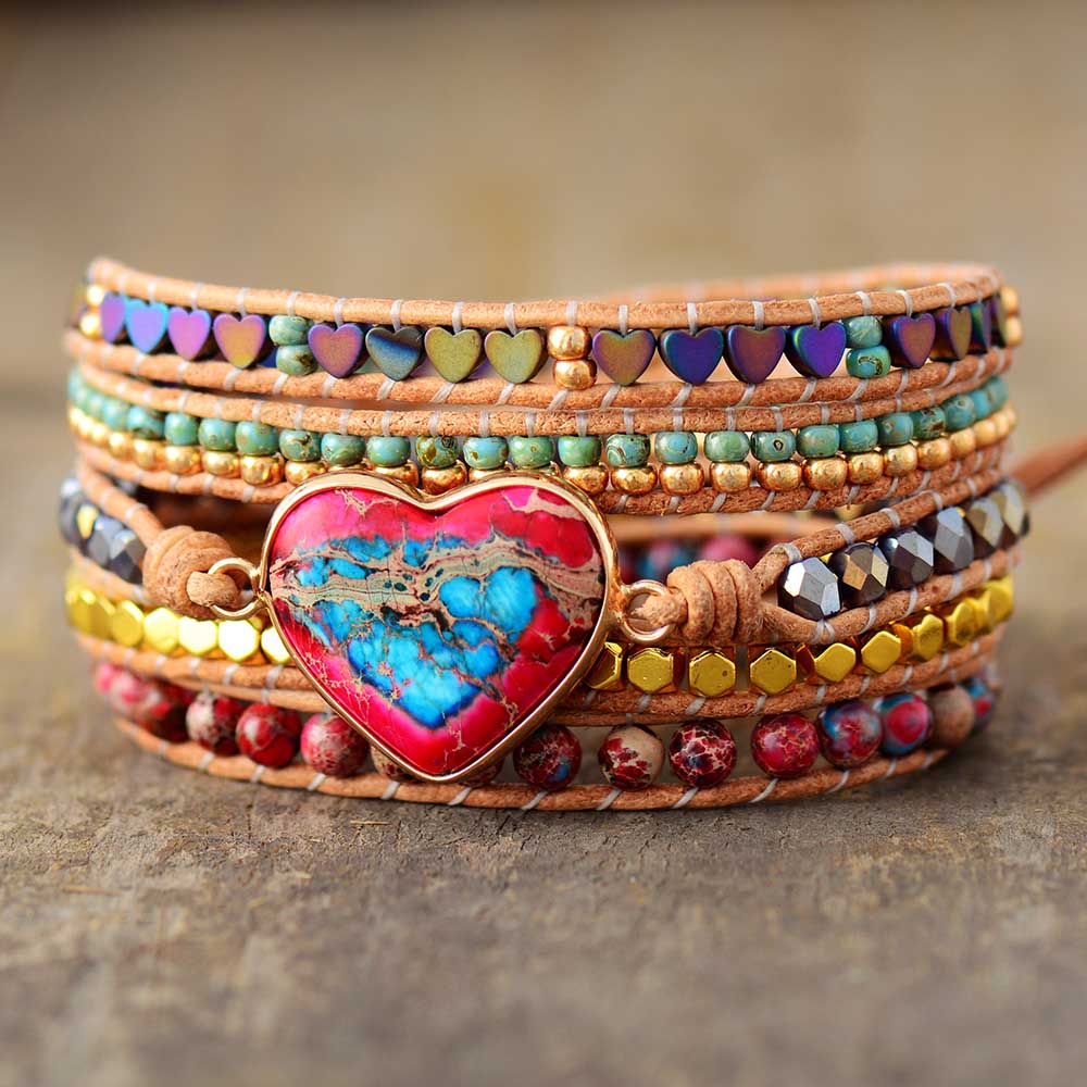 Premium Heart Shape Wrap Bracelet - Wrap Bracelets - Pretland | Spiritual Crystals & Jewelry