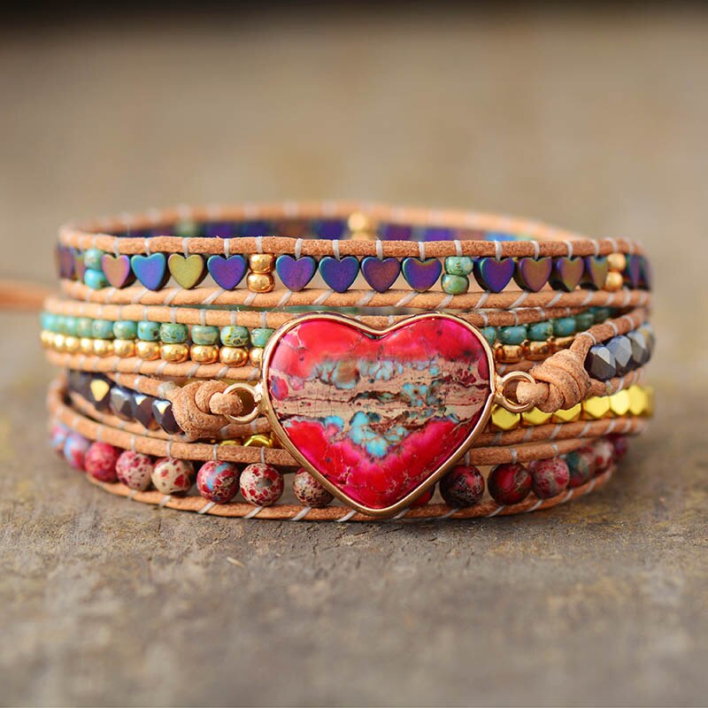 Premium Heart Shape Wrap Bracelet - Wrap Bracelets - Pretland | Spiritual Crystals & Jewelry