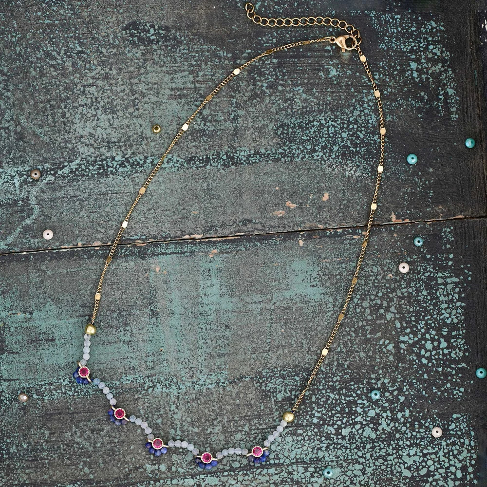 Retro Design Blue Sodalite Stone Necklace