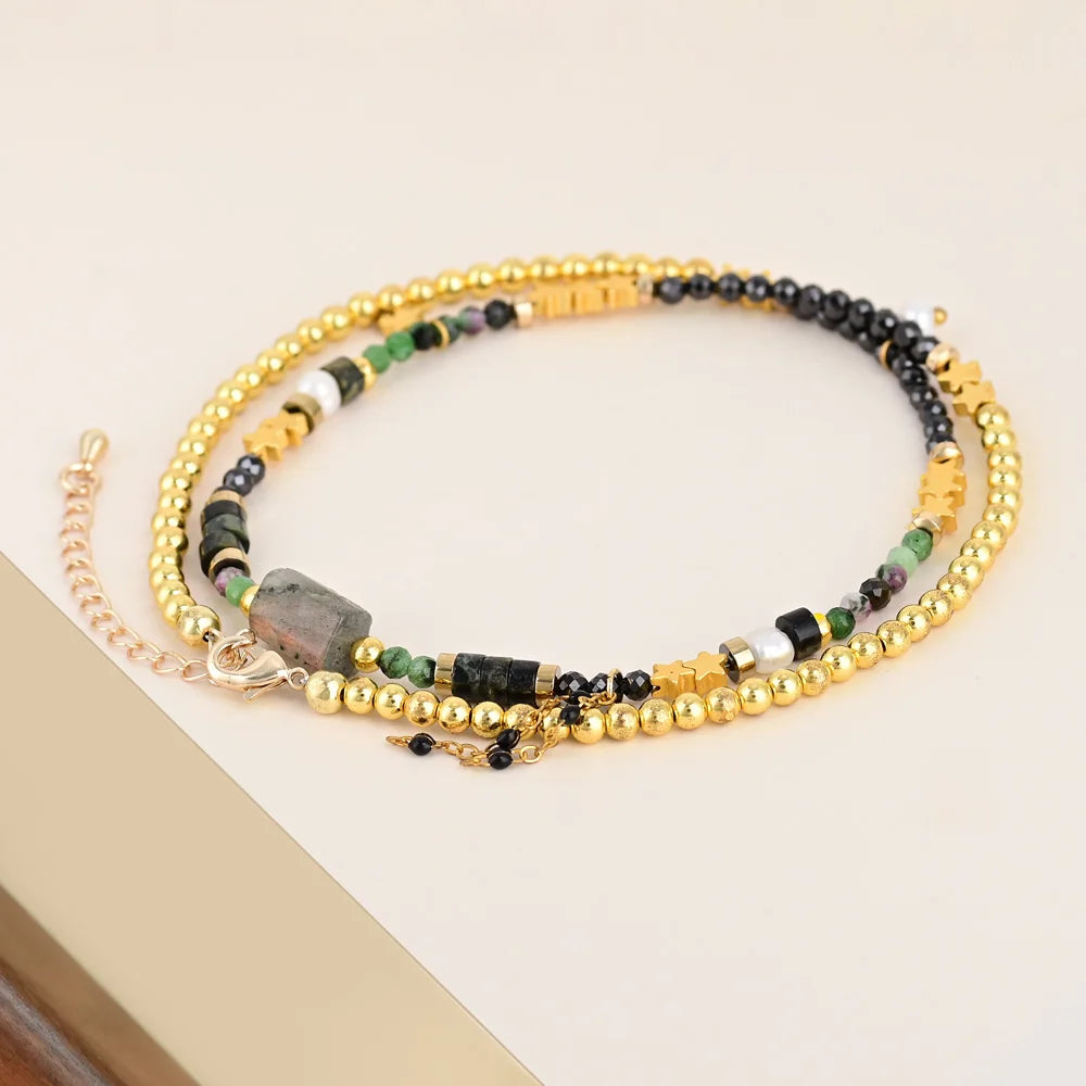 Retro Design Labradorite Stone Necklace