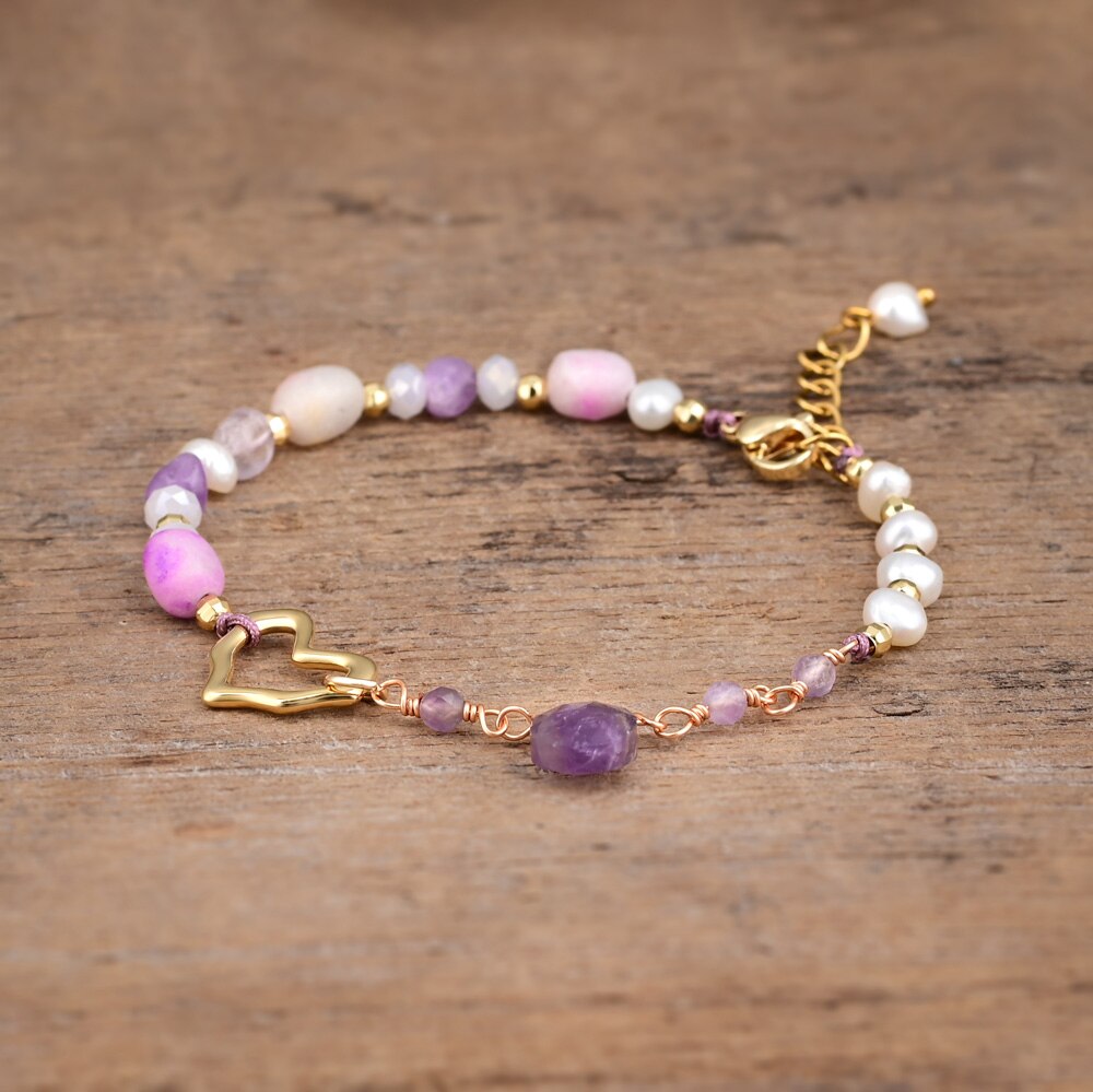 Stylish Heart Amethyst Bracelet - Bracelets - Pretland | Spiritual Crystals & Jewelry