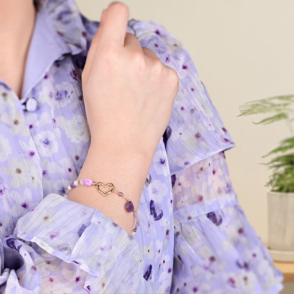 Stylish Heart Amethyst Bracelet - Bracelets - Pretland | Spiritual Crystals & Jewelry