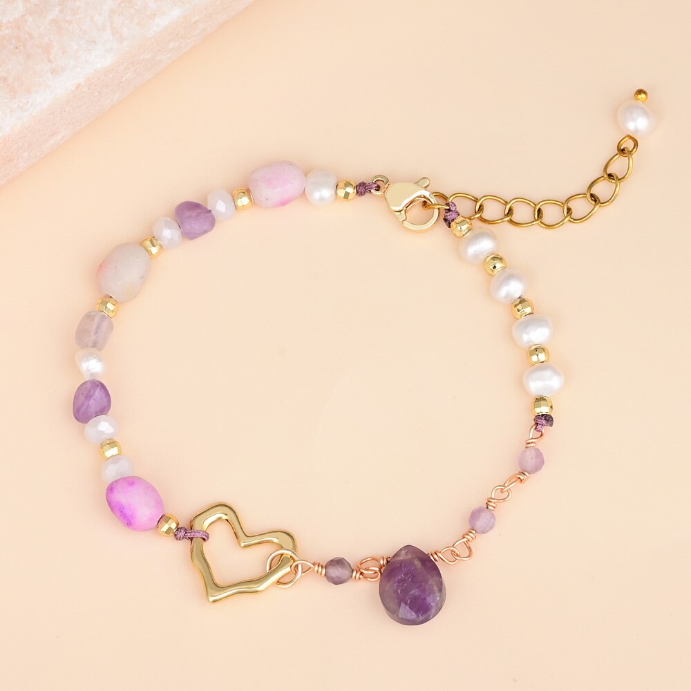 Stylish Heart Amethyst Bracelet - Bracelets - Pretland | Spiritual Crystals & Jewelry