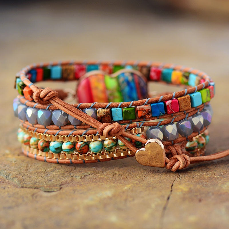 Happiness Rainbow Wrap Bracelet - Wrap Bracelets - Pretland | Spiritual Crystals & Jewelry