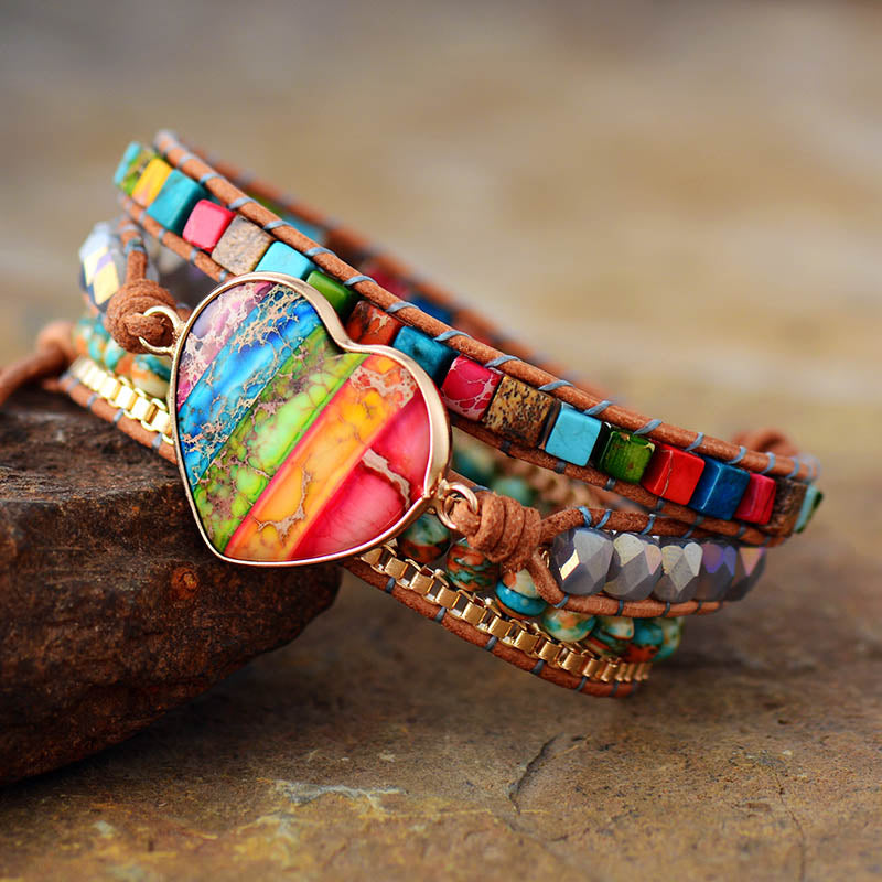 Happiness Rainbow Wrap Bracelet - Wrap Bracelets - Pretland | Spiritual Crystals & Jewelry
