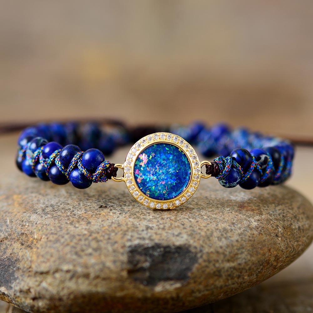 Enchanting Fire Opal & Jasper Bracelet - Bracelets - Pretland | Spiritual Crystals & Jewelry