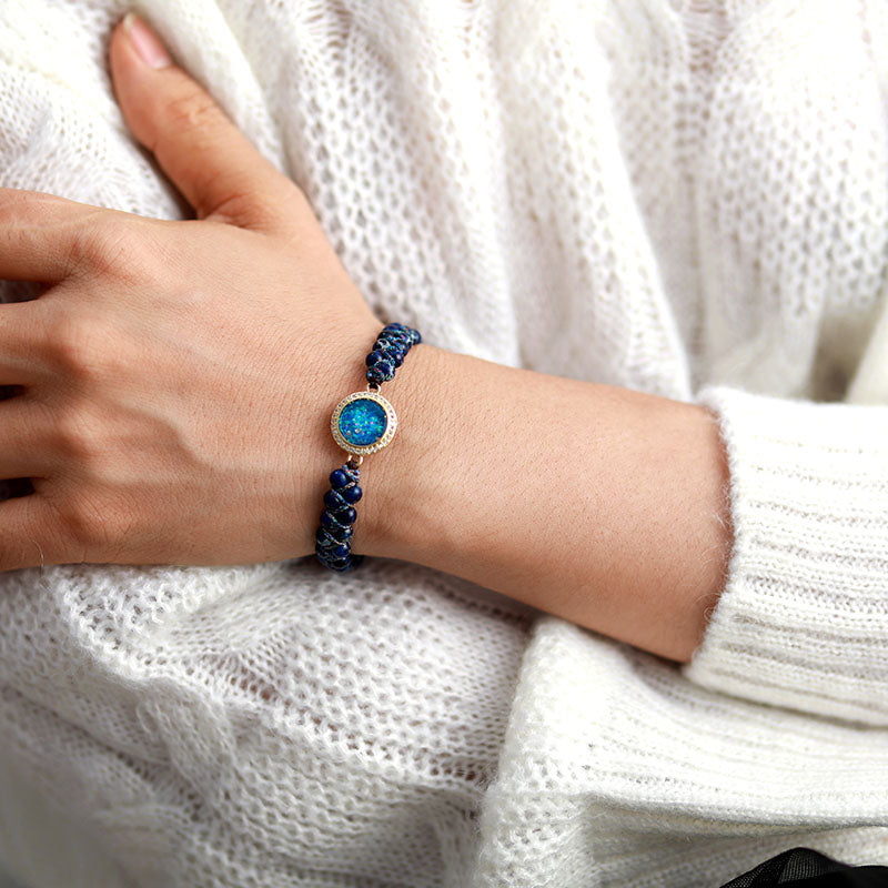 Enchanting Fire Opal & Jasper Bracelet - Bracelets - Pretland | Spiritual Crystals & Jewelry