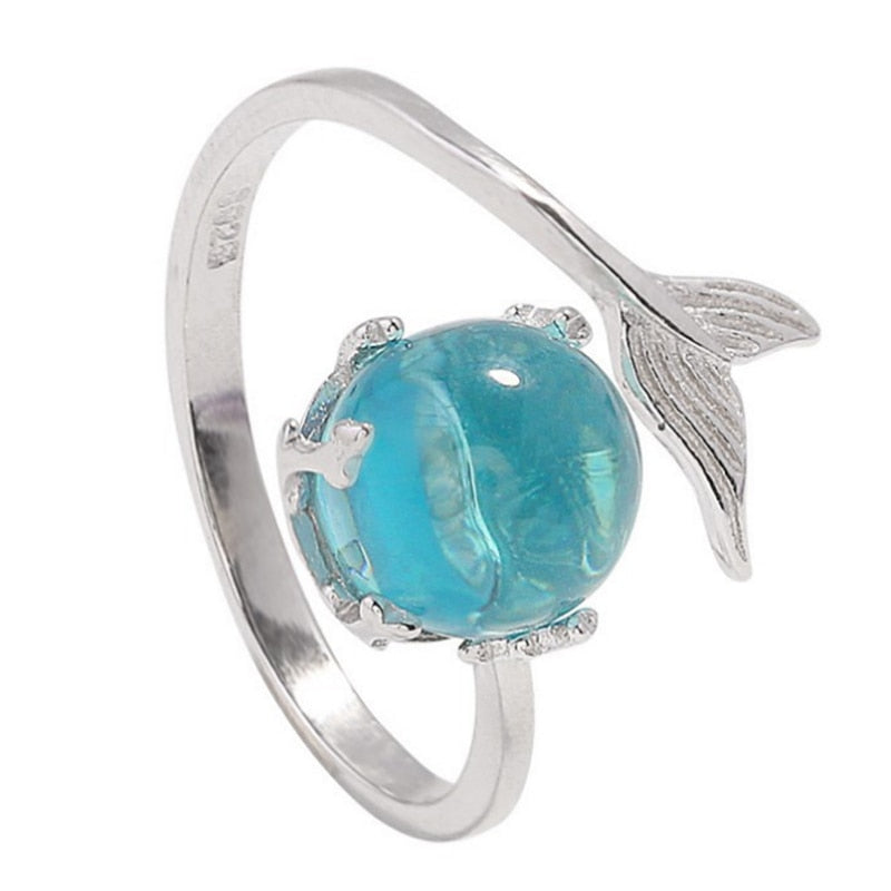 Pretty Mermaid Sterling Silver Ring - Rings - Pretland | Spiritual Crystals & Jewelry