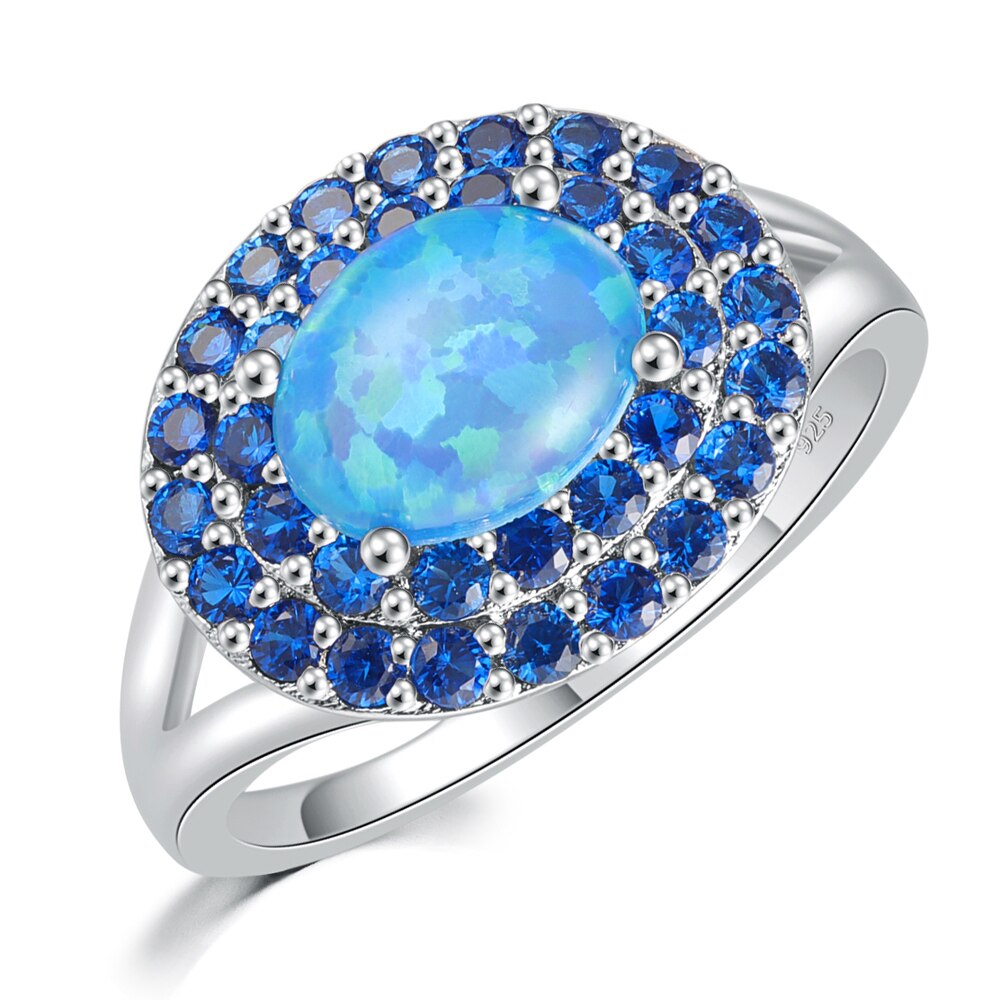 Elegant Blue Fire Opal Ring - 6 - Rings - Pretland | Spiritual Crystals & Jewelry