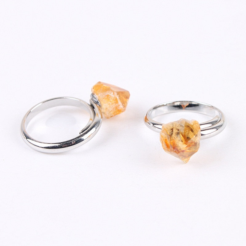 Spiritual Raw Citrine Crystal Irregular Ring - Rings - Pretland | Spiritual Crystals & Jewelry