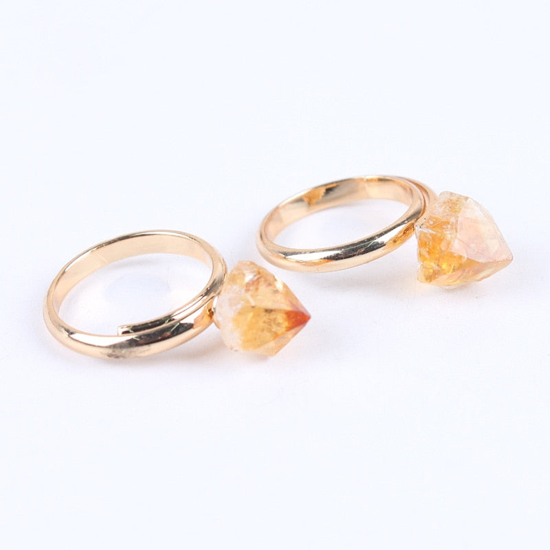 Spiritual Raw Citrine Crystal Irregular Ring - Rings - Pretland | Spiritual Crystals & Jewelry