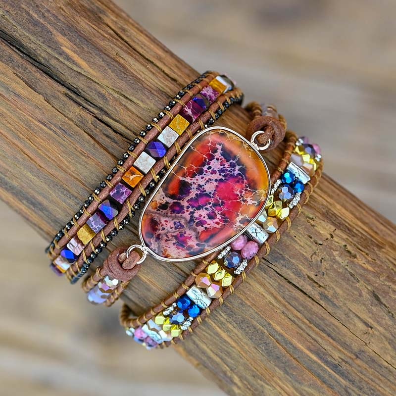Emperor Stone Harlequin Wrap Bracelet - Wrap Bracelets - Pretland | Spiritual Crystals & Jewelry