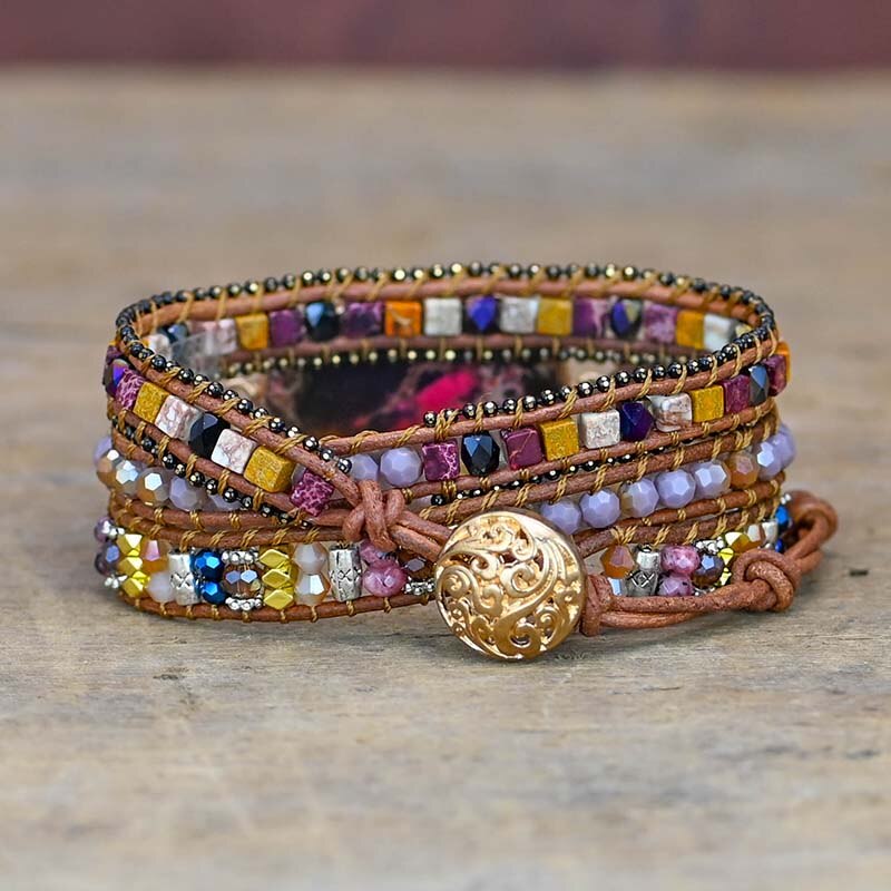 Emperor Stone Harlequin Wrap Bracelet - Wrap Bracelets - Pretland | Spiritual Crystals & Jewelry