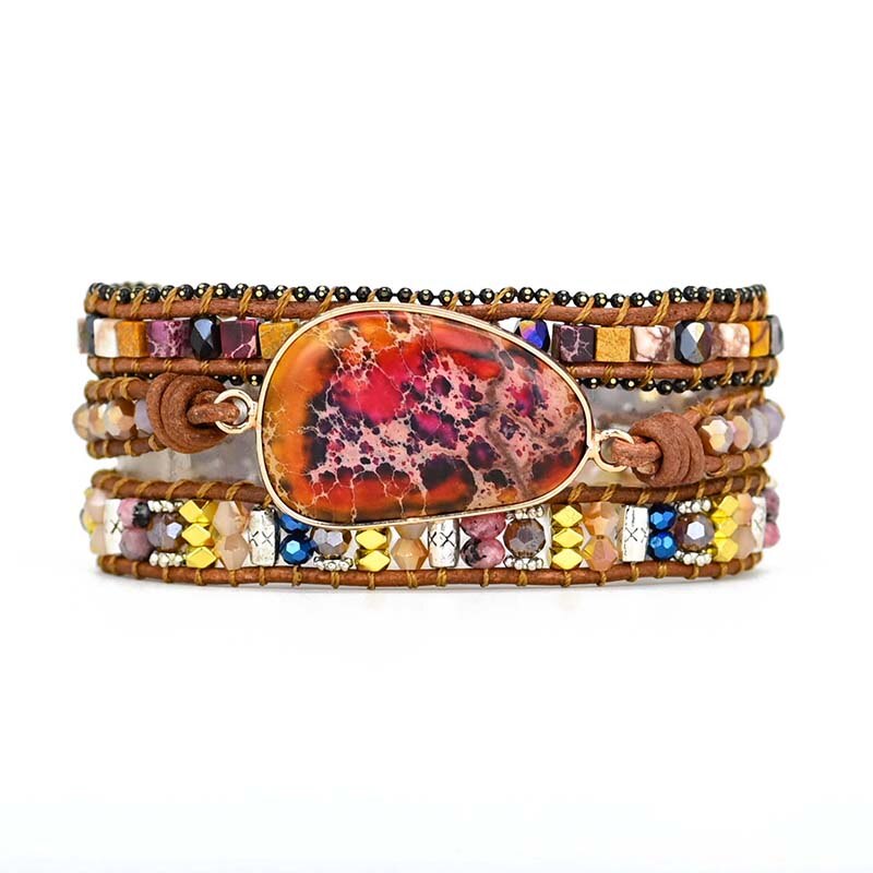 Emperor Stone Harlequin Wrap Bracelet - Wrap Bracelets - Pretland | Spiritual Crystals & Jewelry