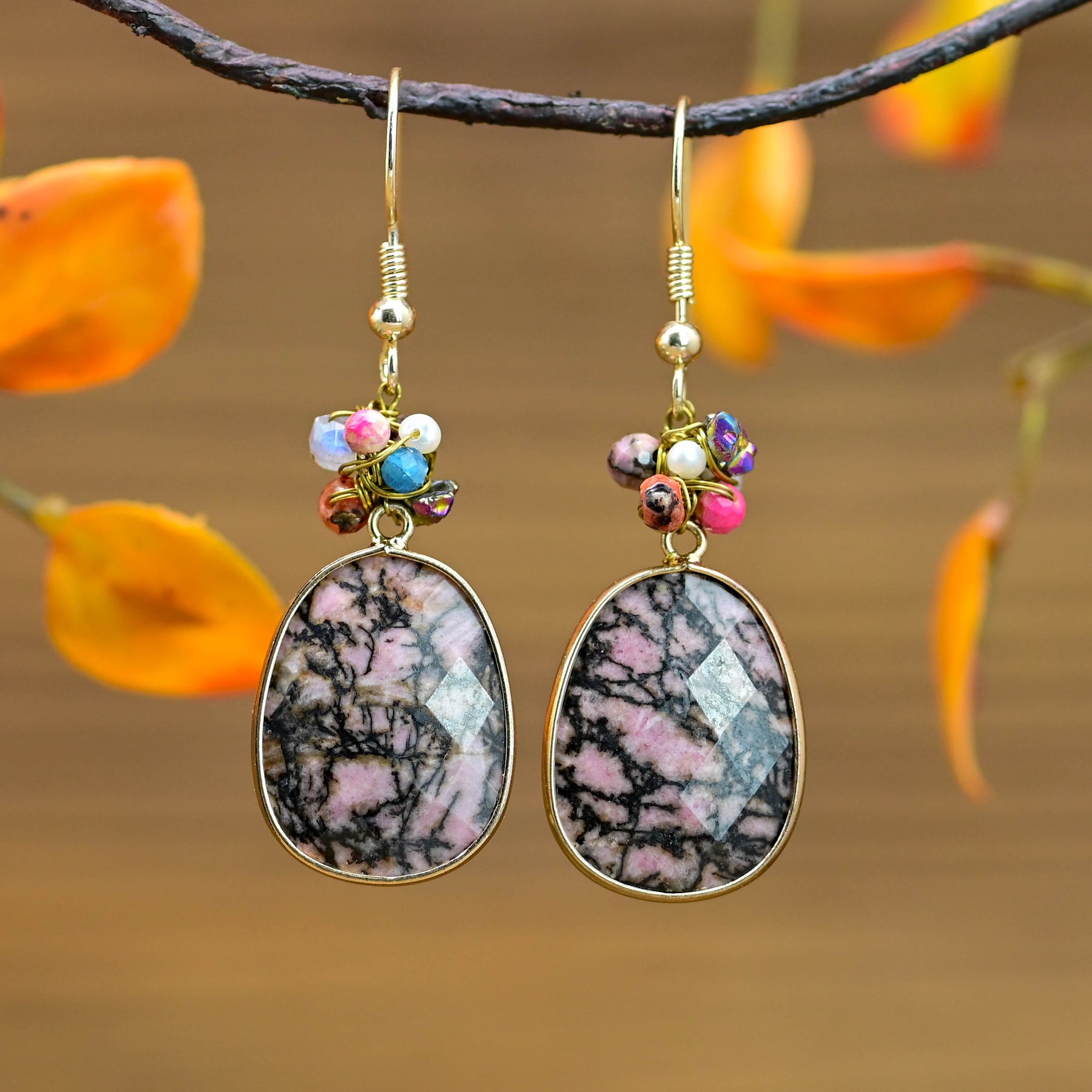 Spiritual Pink Stone Earrings - Earrings - Pretland | Spiritual Crystals & Jewelry