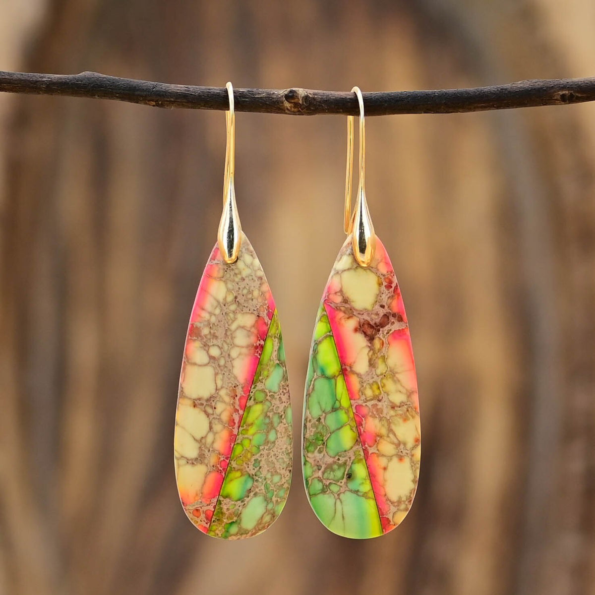Sunset of Nature Emperor Stone Drop Earrings - Drop Earrings - Pretland | Spiritual Crystals & Jewelry