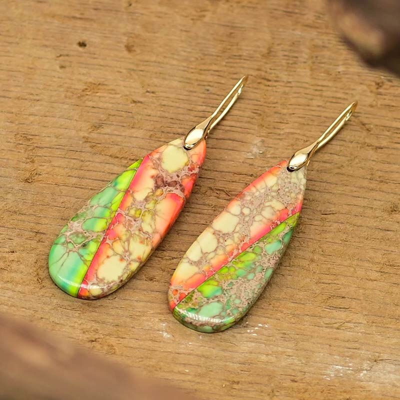 Sunset of Nature Emperor Stone Drop Earrings - Drop Earrings - Pretland | Spiritual Crystals & Jewelry