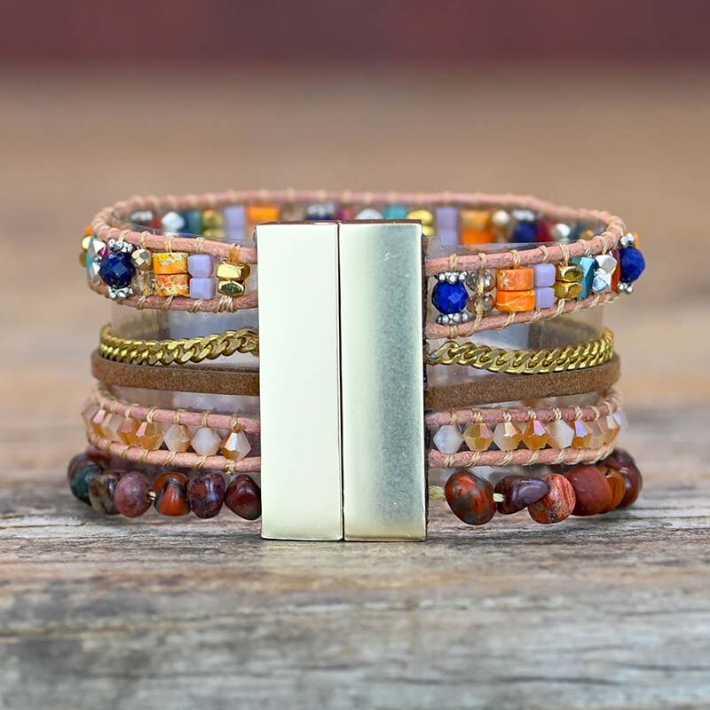 Sunrise Bohemian Cyristal Lapis Bracelet - Wrap Bracelets - Pretland | Spiritual Crystals & Jewelry