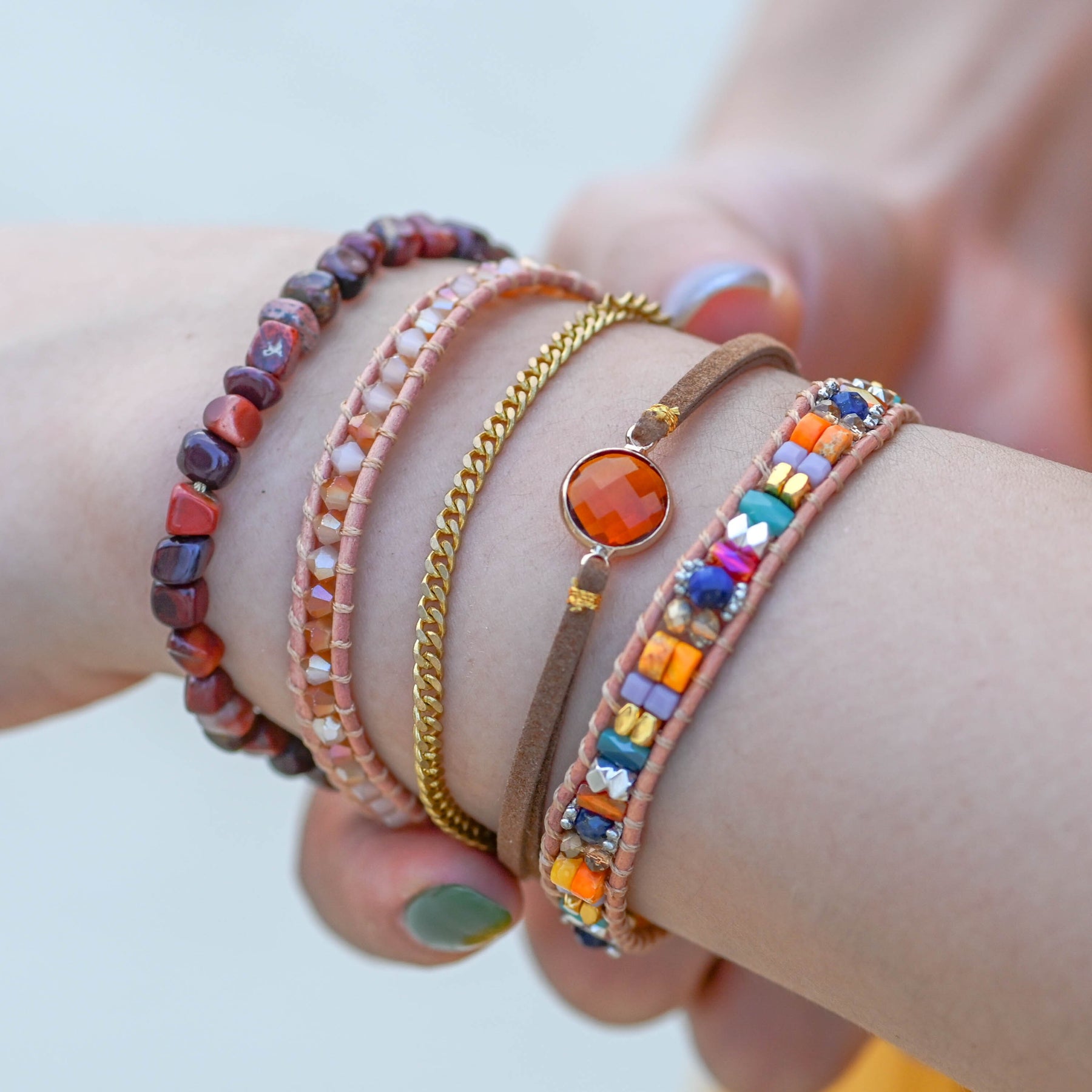 Sunrise Bohemian Cyristal Lapis Bracelet - Wrap Bracelets - Pretland | Spiritual Crystals & Jewelry