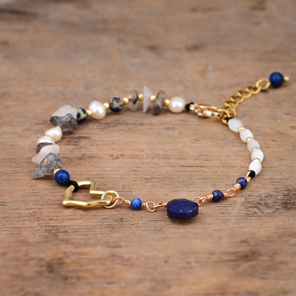 Stylish Heart Lapis Lazuli Bracelet - Bracelets - Pretland | Spiritual Crystals & Jewelry