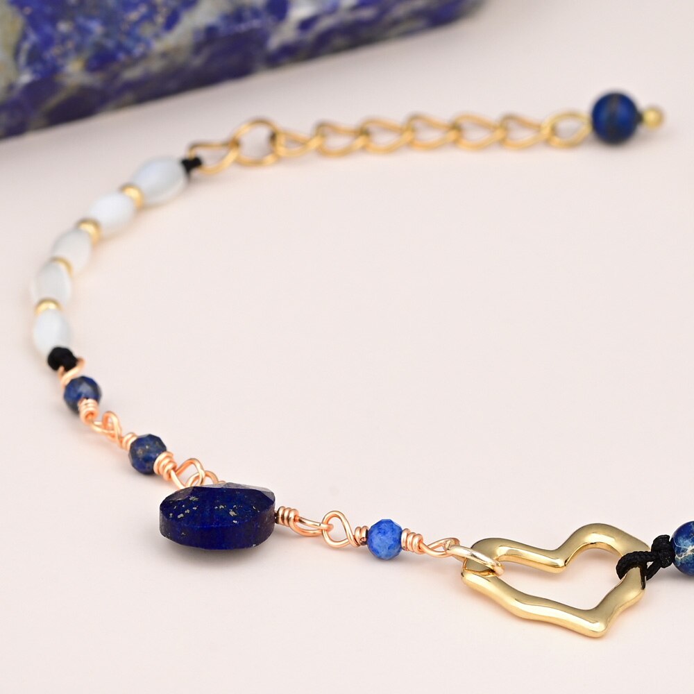 Stylish Heart Lapis Lazuli Bracelet - Bracelets - Pretland | Spiritual Crystals & Jewelry