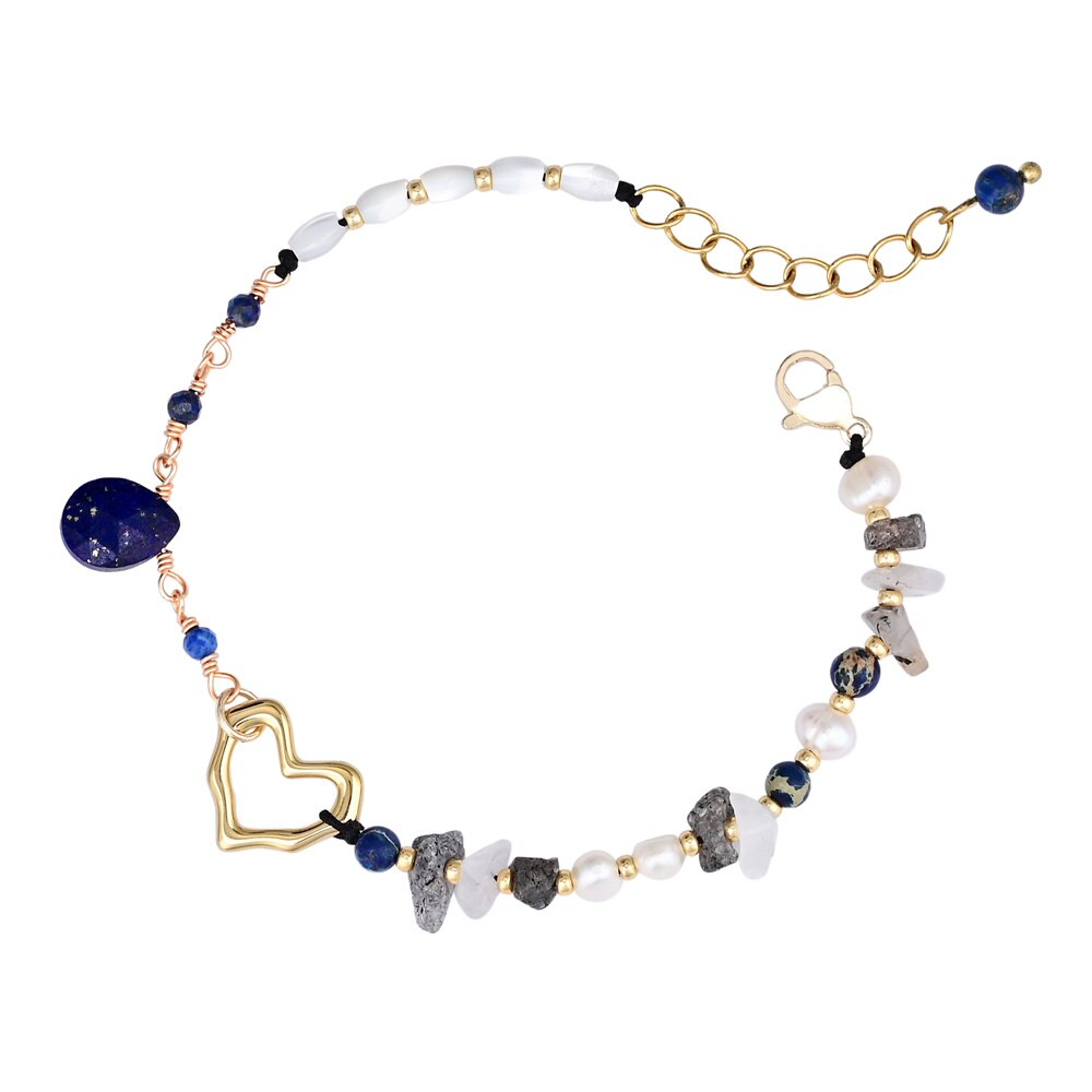Stylish Heart Lapis Lazuli Bracelet - Bracelets - Pretland | Spiritual Crystals & Jewelry