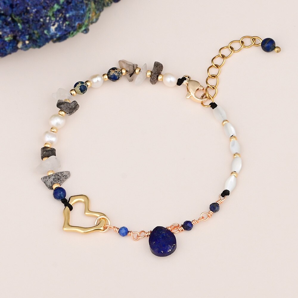 Stylish Heart Lapis Lazuli Bracelet - Bracelets - Pretland | Spiritual Crystals & Jewelry