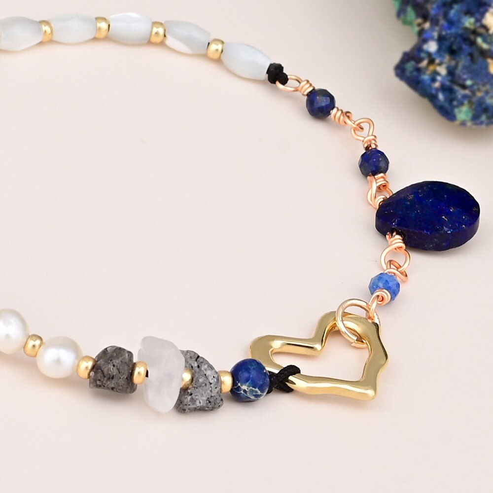 Stylish Heart Lapis Lazuli Bracelet - Bracelets - Pretland | Spiritual Crystals & Jewelry