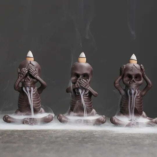 Skull Ceramic Backflow Incense Holder