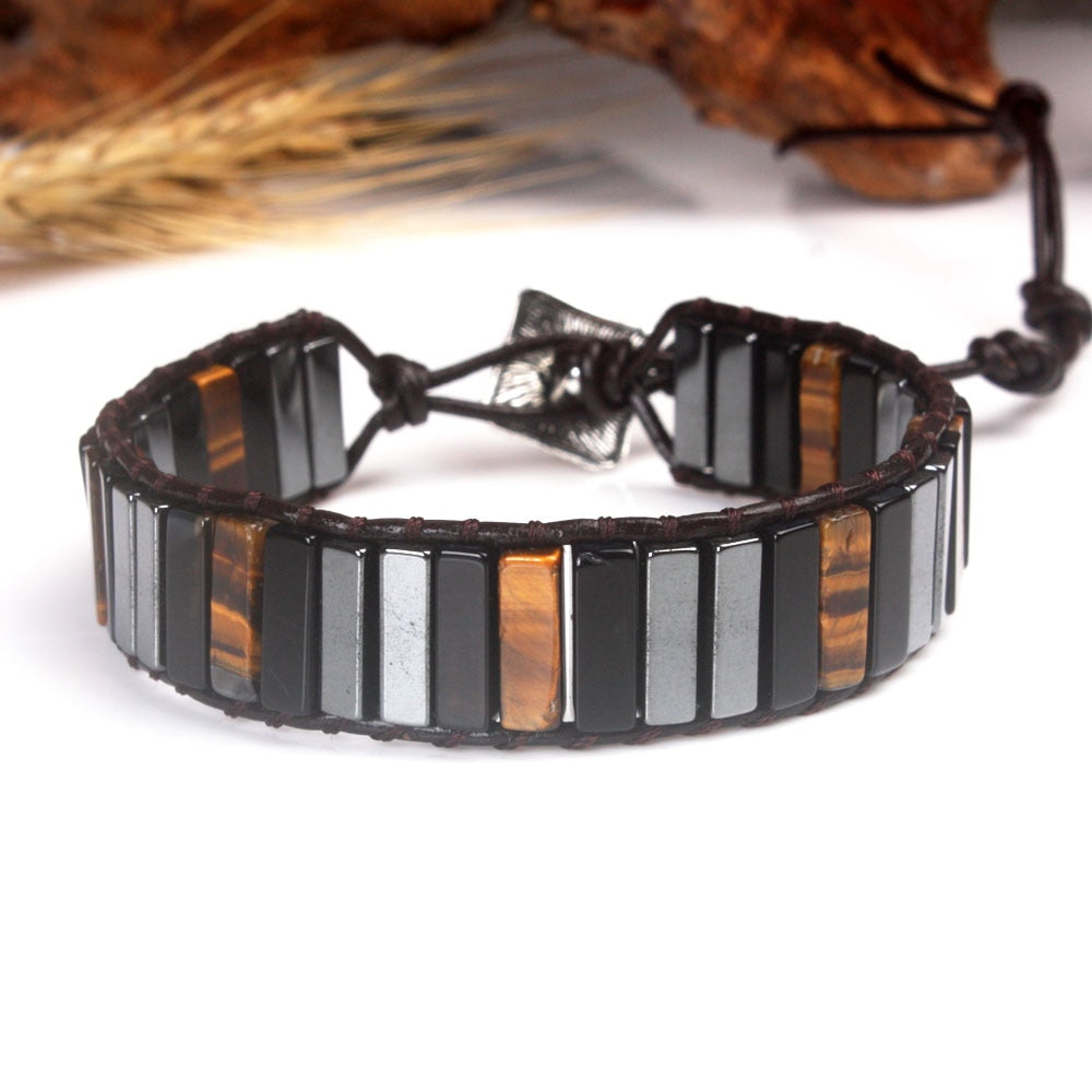 Protective Tiger Eye & Onyx Bracelet - Bracelets - Pretland | Spiritual Crystals & Jewelry