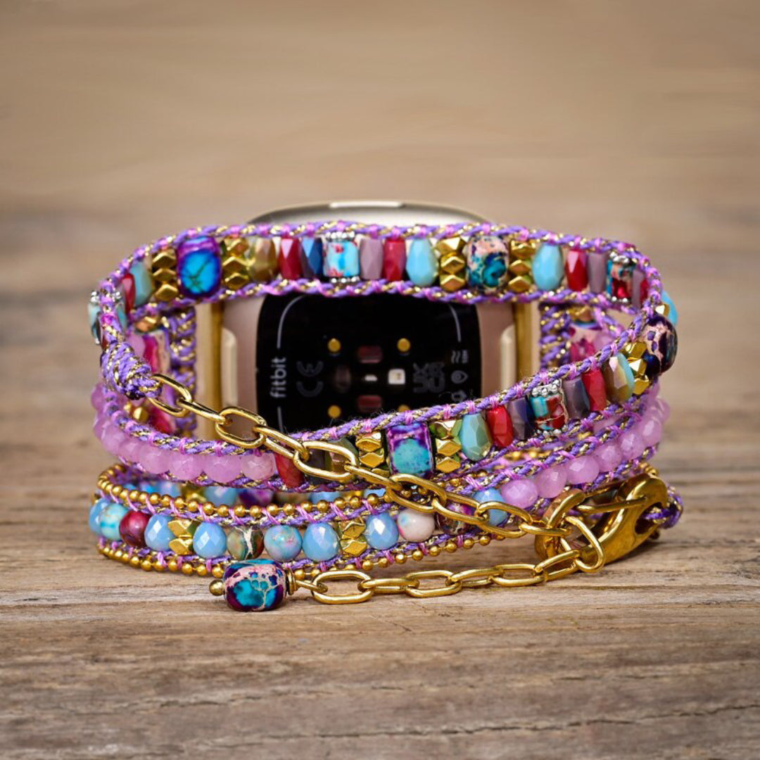 Trendy Purple Jasper Stone Fitbit Watch Strap - Fitbit Watch Straps - Pretland | Spiritual Crystals & Jewelry