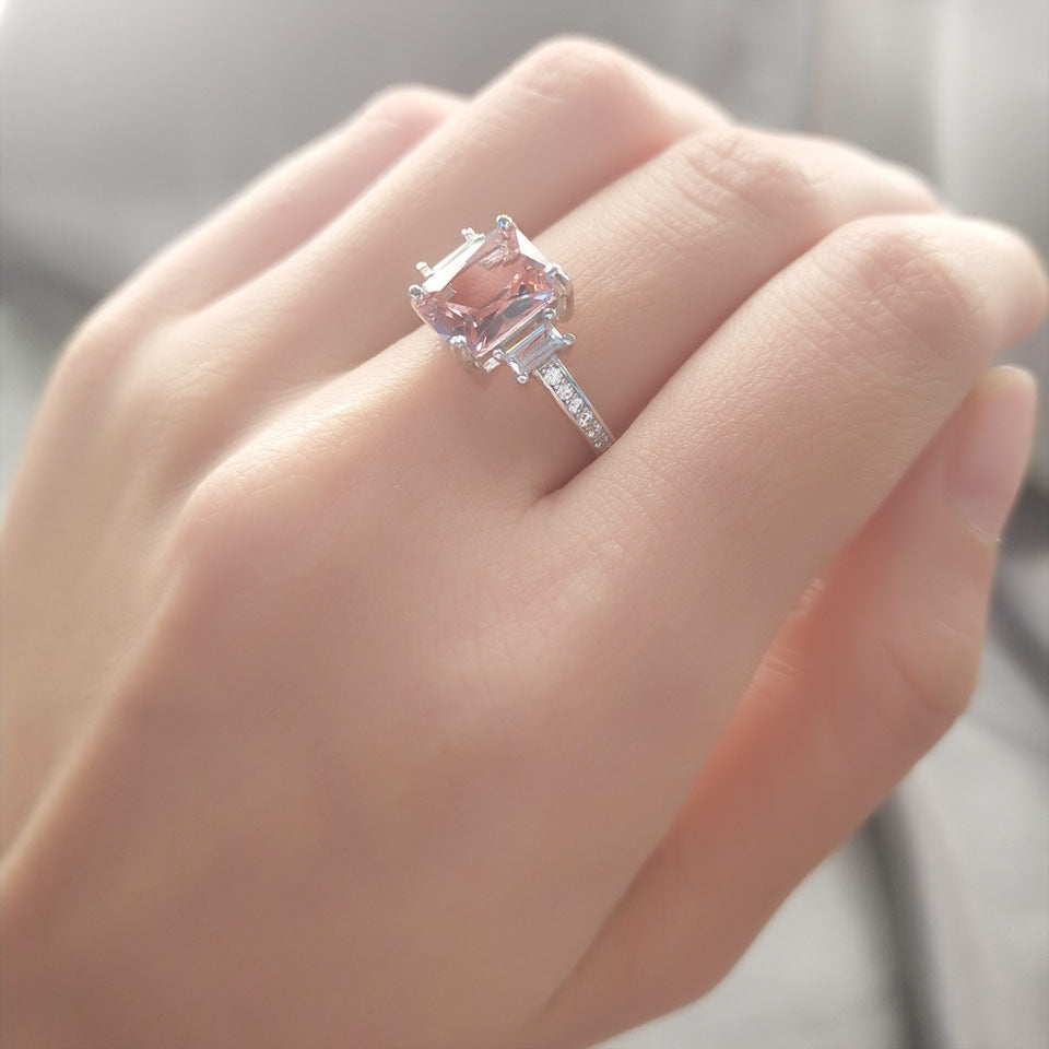 Gorgeous Morganite Sterling Silver Ring - Rings - Pretland | Spiritual Crystals & Jewelry